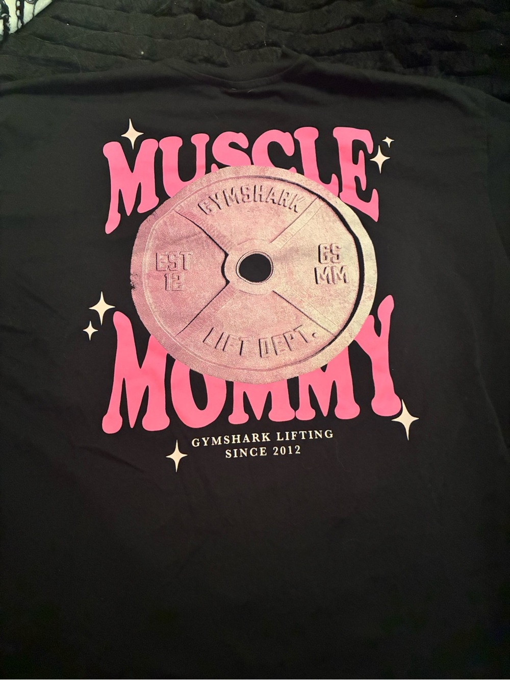 Gymshark  "Muscle Mommy" Black oversized Tee with Pink Graphic